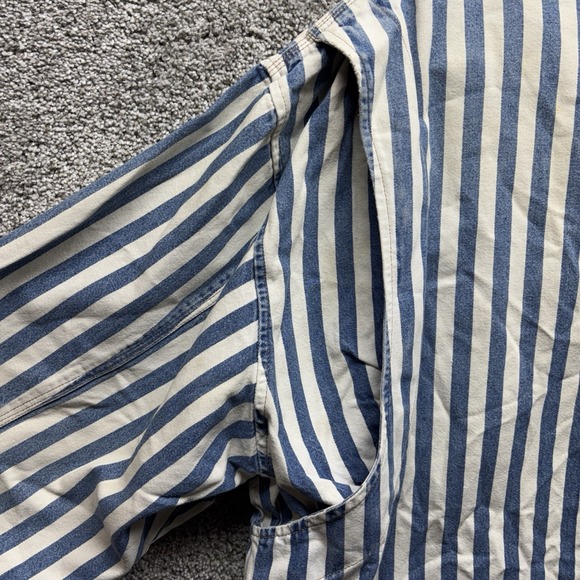 Vintage Y2K Legal Jean Denim Mens XL 1/4 Zip Shirt Striped Short Sleeve Vented - Picture 13 of 16